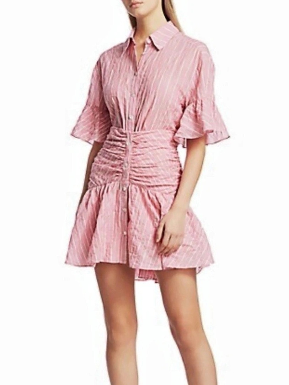 Cinq à Sept Carnation Multi Stripe Asher Dress Pink & White Size 10